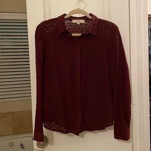 Loft Maroon Laser-cut Blouse